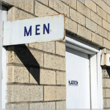 Photo of a men's public restroom